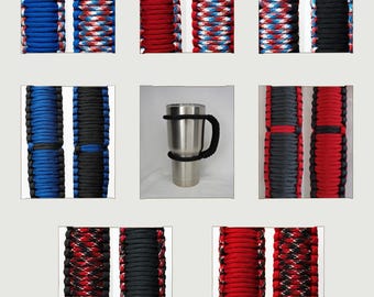 Handgemaakt universeel paracord-bekerhandvat. In de kleur van je keuze, bekerhandvat, past op de meeste merken bekers van 16 oz tot 40 oz, patriottisch
