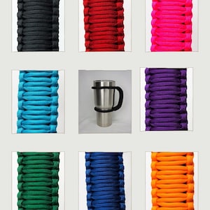 Handmade Solid Color Universal Paracord Cup Handle, Tumbler Handle, Cup Handle, Fits Cups from 16 oz to 40 oz-Washable- USA Materials
