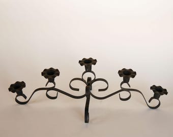 Vintage Black Wrought Iron Candelabra