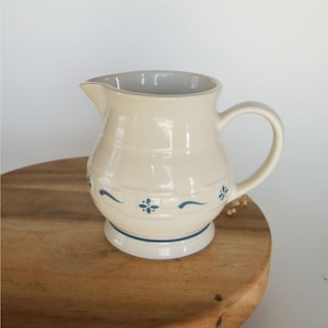 Vintage Longaberger Woven Traditions Pitcher: Blue Floral Farmhouse Decor