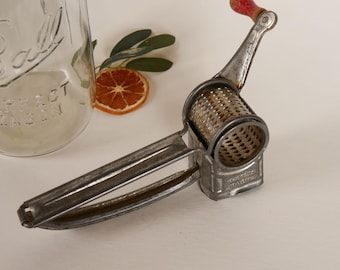 Vintage Mouli Grater Red Handle, Retro Kitchen Utensils