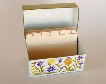 Vintage Floral Retro Metal Recipe Holder, Retro Kitchen Decor