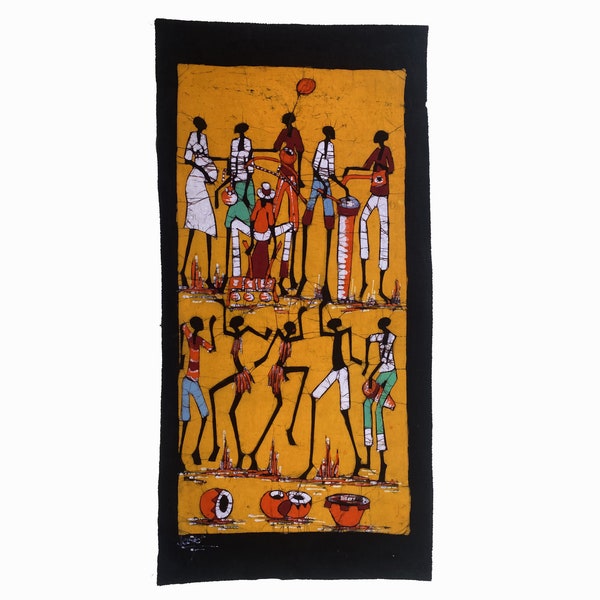 BATIK AFRICAIN, fait main au Mozambique avec la technique du batik, décoration murale, peinture colorée, peinture africaine, peinture ethnique