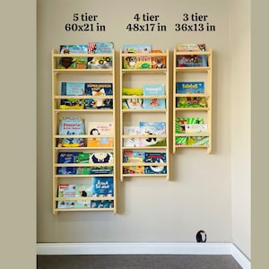 Narrow Width Kid Bookshelf, Space Saver Tall Montessori Bookshelf, Wall Mounted Wide Nursery Bookshelf, Murphy Bookcase for Toddler
