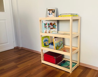 Montessori Bookcase, Nursery Book Stand Organiser, Free Standing Children Bookshelf, Kids Toy Shelf, Bookshelf for Toddler, Christmas Gift