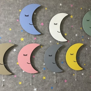 Crescent Moon for Nursery Light, Wooden Wall Lamp, Kids Room Lamp, Nursery Decor, Baby Shower Gift, Children Bedroom Lamp image 1