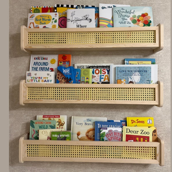 Rattan Bookshelf Wall Shelf - Kids Room Decor, Nursery Shelves,1PCs