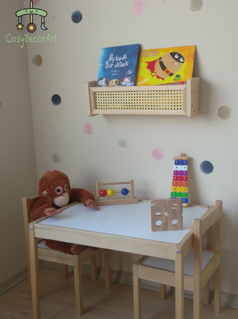 Nursery Floating Bookshelf Walnut Baby Shelf Kids Chestnut Etsy