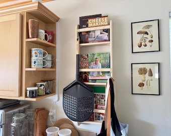 Cook Book Shelf ,Narrow Tall Recipe Bookshelf, Wall Mounted Wide Nursery Bookshelf