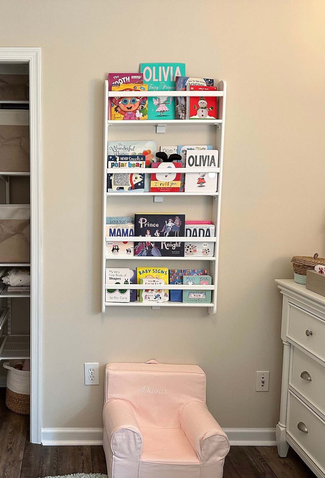 Nursery White Kids Bookshelf Back Door Bookshelf Space Saver Etsy