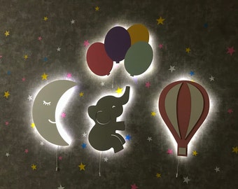 Safari Animal Nursery, Lighting Elephant Balloons, Baby Wall Light, Elephant Light Balloon, Potty Wall Lamp, Toddler Room Decor