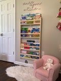 Wall Mounted 4 Shelves Space Saver Kids Bookshelf, Montessori Book Display for Baby, Book Organiser for Kids Room, Gift for Baby
