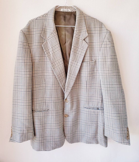 Vintage Ciatti Rayon Plaid Gray Blazer