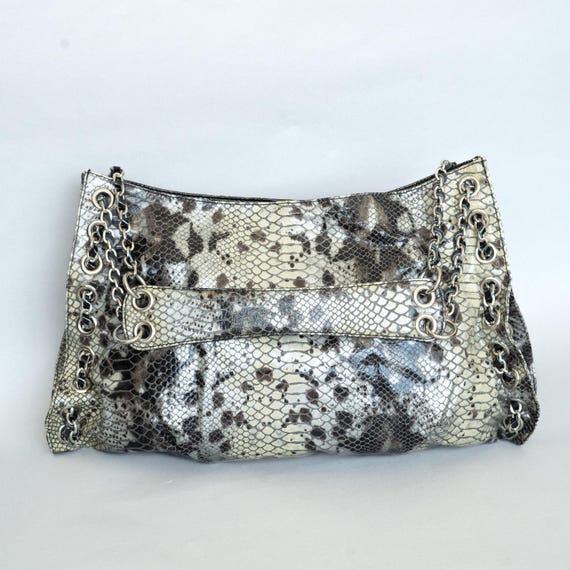 Vintage 2000s CHEZ  Python leather shoulder bag c… - image 1