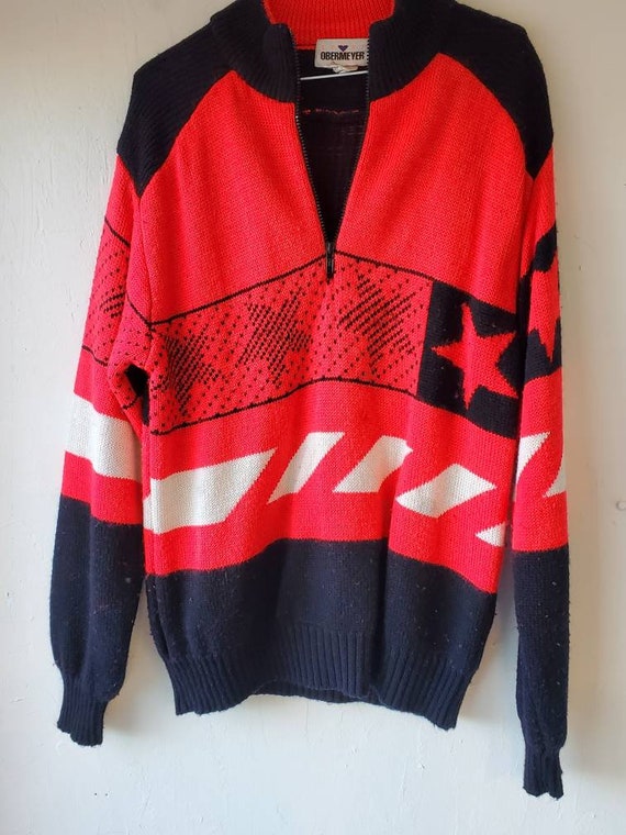 Vintage Obermeyer Sport Wool Blend Sweater Red Bl… - image 6