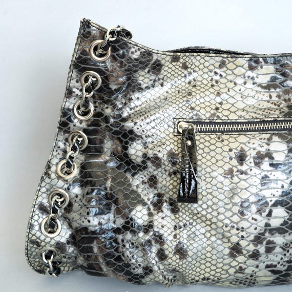 Vintage 2000s CHEZ  Python leather shoulder bag c… - image 3