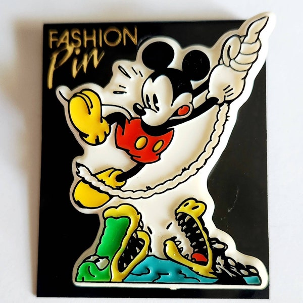 Vintage 1980's Walt Disney "The Perils of Mickey" Rare Collection Plastic Lapel Pin Made in the U.S.A. by Monogram Products New