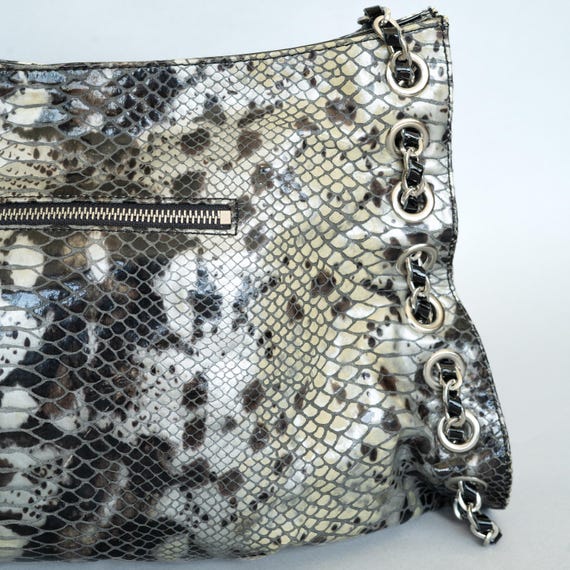 Vintage 2000s CHEZ  Python leather shoulder bag c… - image 5