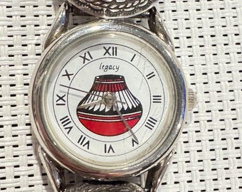 Vintage Legacy Sterling Silver Navajo Watch: Turquoise & Coral Bracelet