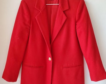 Vintage Savannah Wool Blazer, Red Petite Size 4, Gold Button