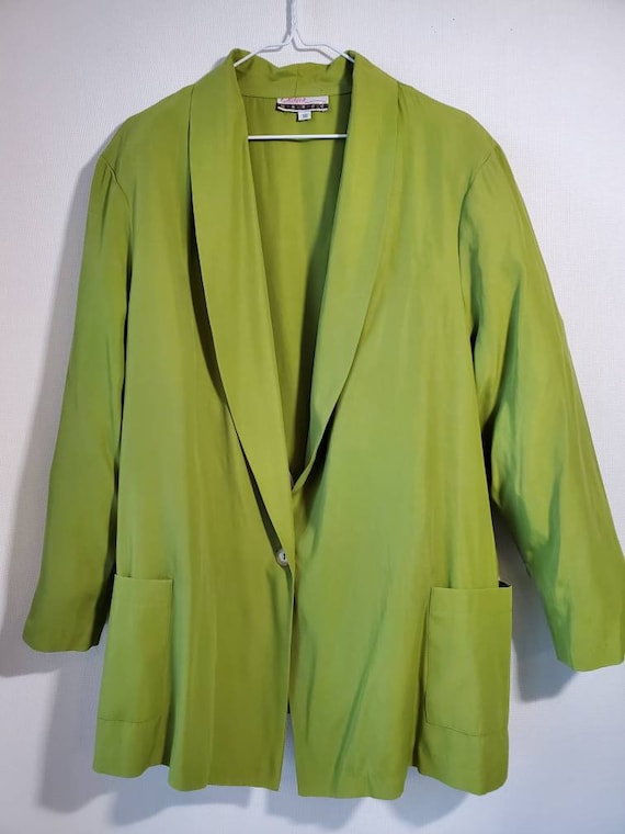 Vintage Grass Green  Gorgeous Rayon Blazer with tw