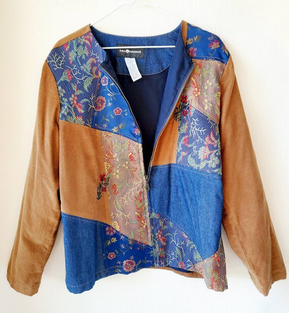 Vintage Sag Harbor Embroidered Jean Velvet Jacket - image 2