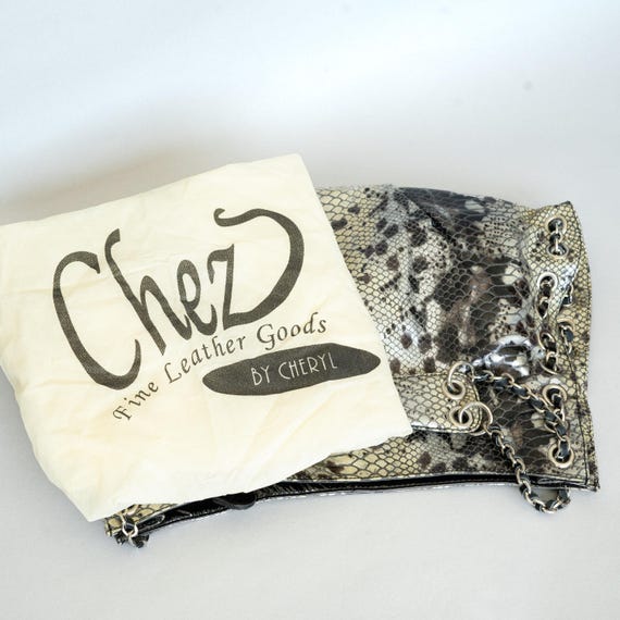Vintage 2000s CHEZ  Python leather shoulder bag c… - image 4