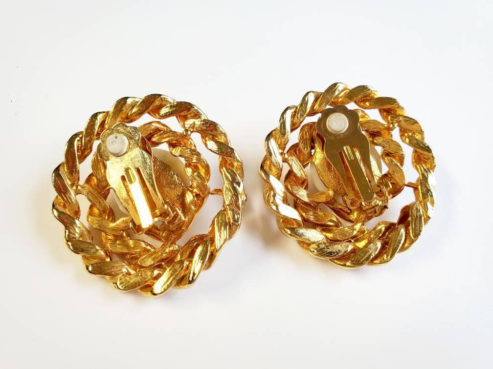 ■VINTAGE HOLLYWOOD■ Color Clip Earrings VH239OEA006B Vintage Goldtone Clip-on Earrings - Etsy