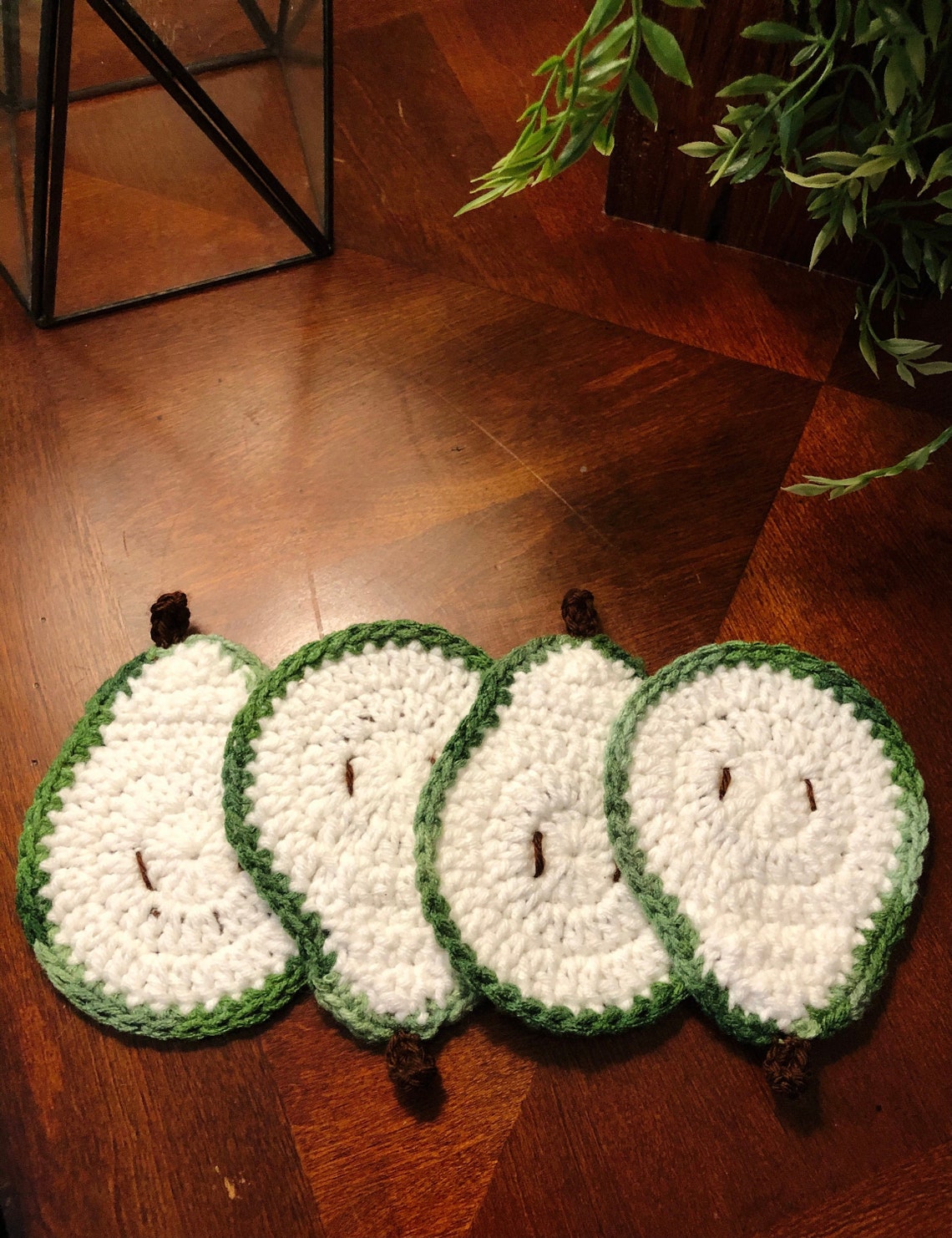 Crochet Pear Coasters Set of 4 Fruit Slice Coasters Summer Etsy Norway