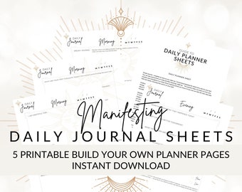 MANIFESTING Printable Planner Journal Morning & Evening sheets,  Manifestation Law of Attraction