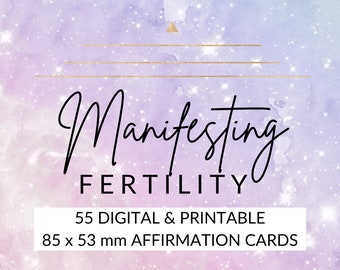 55 FERTILITY MANIFESTING AFFIRMATION Cards (85x53mm credit card size) Printable Digital Downloadable Manifestation Mindset ivf infertility