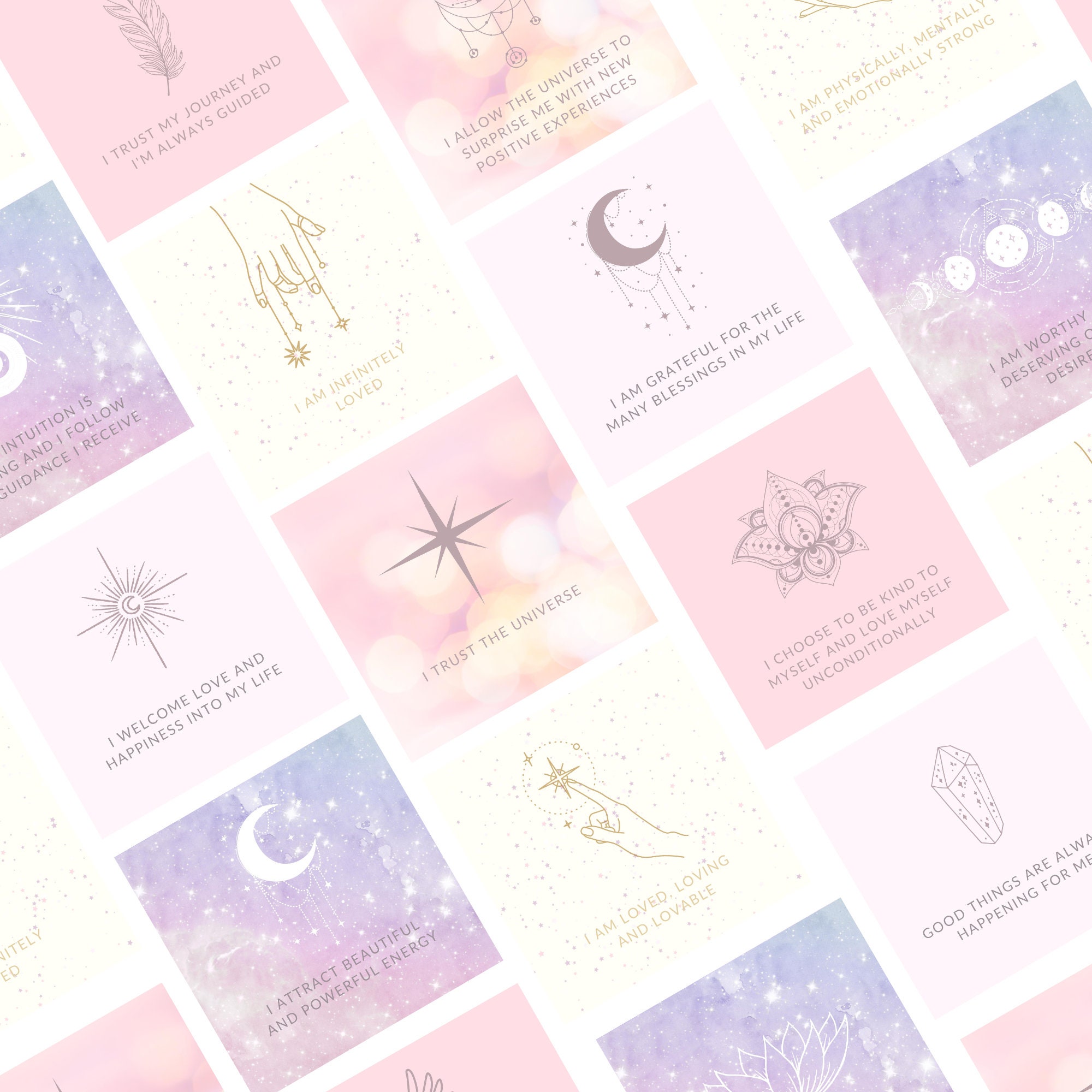 55 AFFIRMATION CARDS Printable Digital Downloadable Manifesting Law of ...