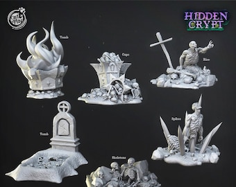 Hidden Crypt | Skeleton Piles Terrain | Cast 'n Play | 3D printed 32mm Tabletop Terrain