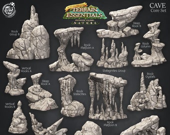 Cave Terrain | Terrain Essentials | Cast 'n Play | 3D printed 32mm Tabletop Terrain