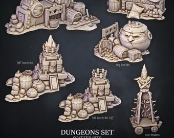 Scatter Bits | Dungeon Set | Interiors | Cast 'n Play | 3D printed 32mm Tabletop Terrain