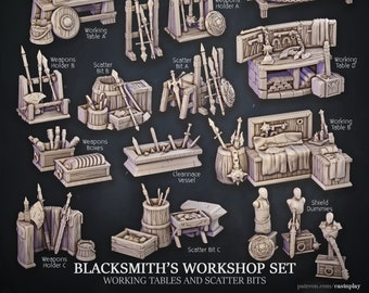 Working Tables and Scatter Bits | Blacksmiths Workshop Set | Interiors | Cast 'n Play