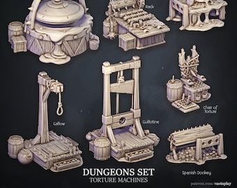 Torture Machines | Dungeon Set | Interiors | Cast 'n Play | 3D printed 32mm Tabletop Terrain