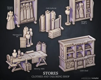 Clothes and Tailoring Shop | Store Set | Interiors | Cast 'n Play | 3D printed 32mm Tabletop Terrain