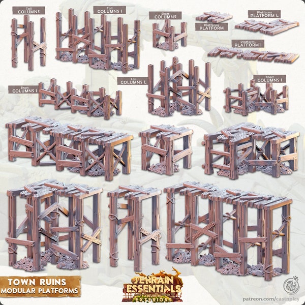 Modular Platforms | Town Ruins | Terrain Essentials | Exteriors | Cast 'n Play | 3D Printed Tabletop Terrain