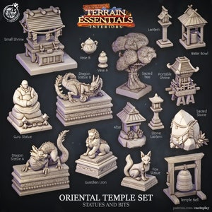 Estatuas y objetos Conjunto de templo oriental | Interiores | Reparto y reproducción | Terreno de mesa de 32 mm impreso en 3D