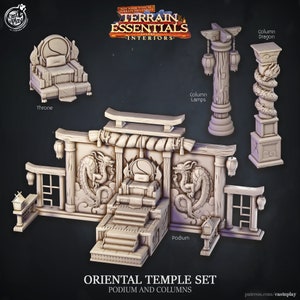Podium and Columns | Oriental Temple Set | Interiors | Cast 'n Play | 3D printed 32mm Tabletop Terrain