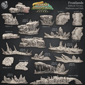 Frostlands Terrain | Difficult Terrain, Platforms and Path | Terrain Essentials | Cast &#39;n Play | 3D printed 32mm Tabletop Terrain