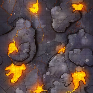 Volcano Lava Battle Mat Terrain Essentials Cast 'n Play 1 Inch Grid Combat Maps image 1