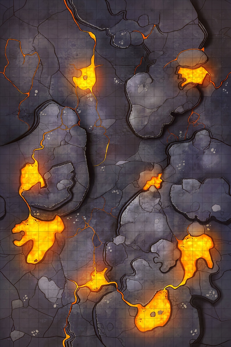 Volcano Lava Battle Mat Terrain Essentials Cast 'n Play 1 Inch Grid Combat Maps image 1