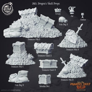 Dragons Vault Treasure | Dragons Vault | Cast 'n Play | 3D printed 32mm Tabletop Terrain