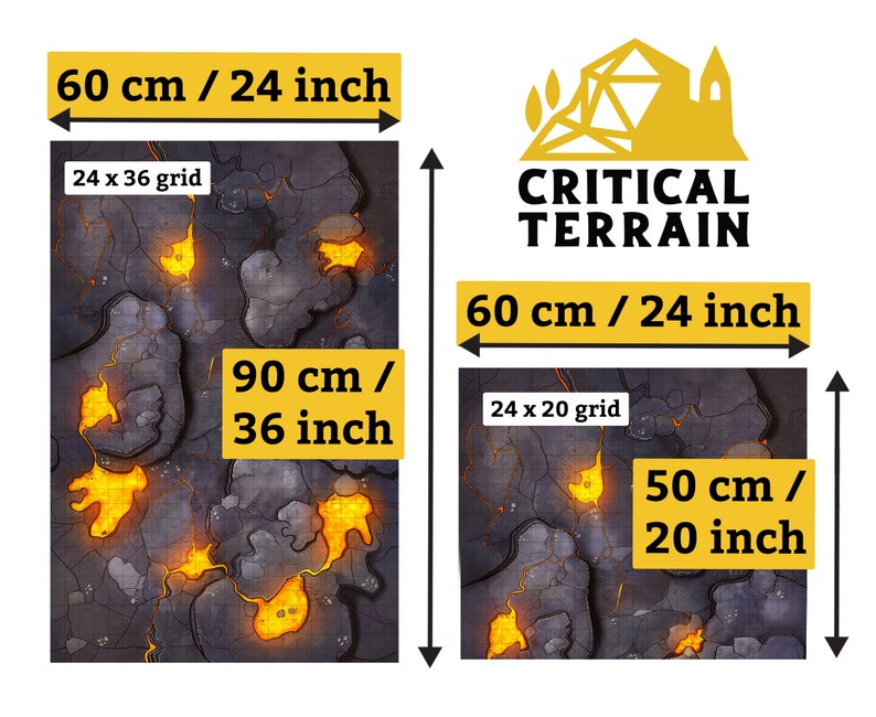 Volcano Lava Battle Mat Terrain Essentials Cast 'n Play 1 Inch Grid Combat Maps image 3