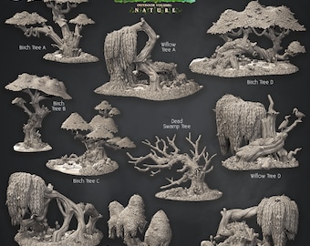Swamp Terrain | Trees and more Trees | Terrain Essentials | Cast 'n Play | 3D printed 32mm Tabletop Terrain