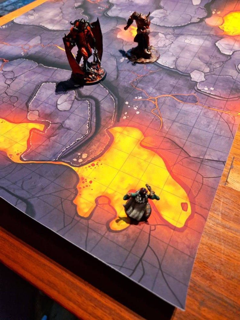 Volcano Lava Battle Mat Terrain Essentials Cast 'n Play 1 Inch Grid Combat Maps image 4