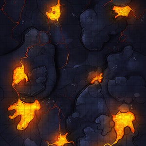 Volcano Lava Battle Mat Terrain Essentials Cast 'n Play 1 Inch Grid Combat Maps image 2