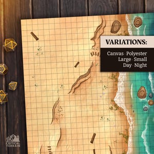 Tapis de combat de plage | L'essentiel du terrain | Cast 'n Play | Cartes de combat en grille de 1 pouce